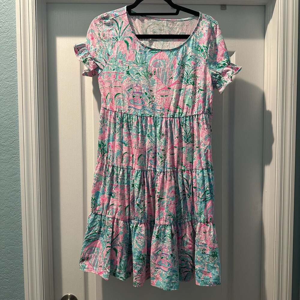 Lilly Pulitzer Tiered Ruffle Sleeve Dress Size M